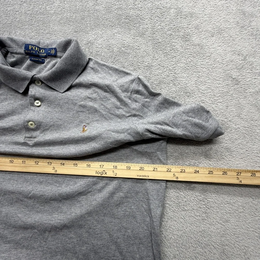 Polo Ralph Lauren Polo Shirt Mens Medium Gray 100% Cotton Pony Logo Short Sleeve